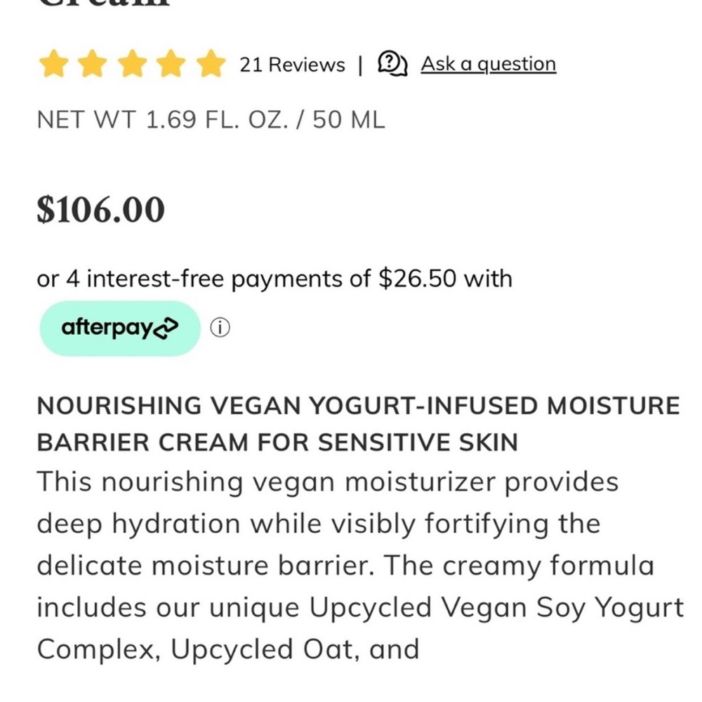 Oat Yogurt Moisture Barrier Cream - Picture 3 of 4